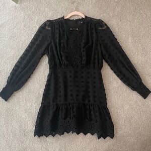 Cute Black Polka-Dot Lace Dress